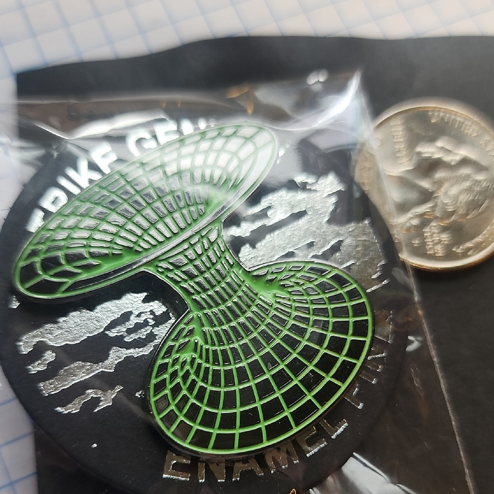 Worm-hole Green and Black Enamel Pin